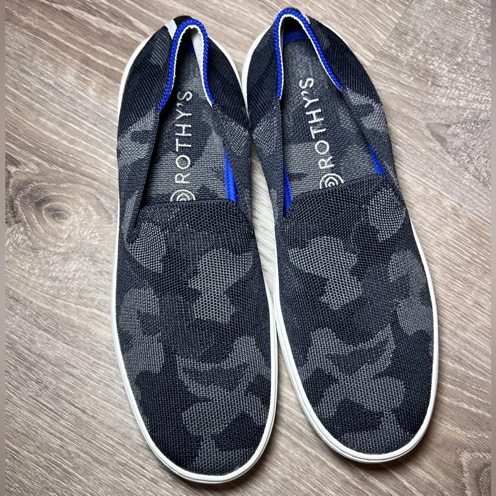 Rothy's The Sneaker Gray Camo Women Slip On Low Top Shoes Size 8